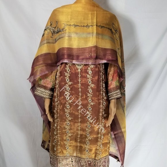 Tawakkal Fancy Zardozi Embroidered Banarsi Masuri Shalwar Kameez Pakistani XL/48 - Picture 6 of 17